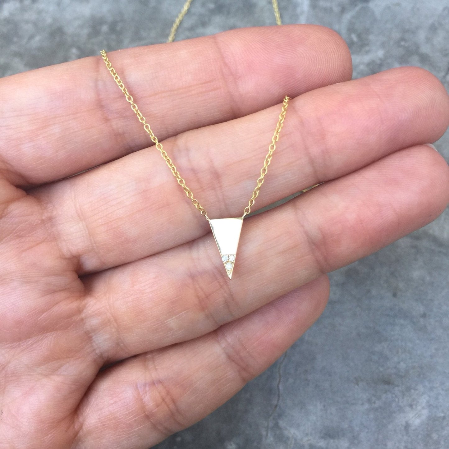 diamond triangle necklace gold