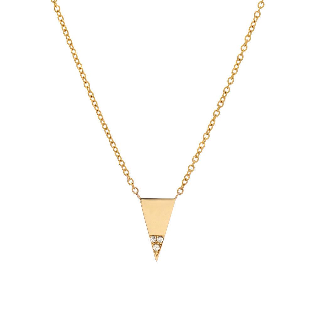 Gold triangle pendant necklace
