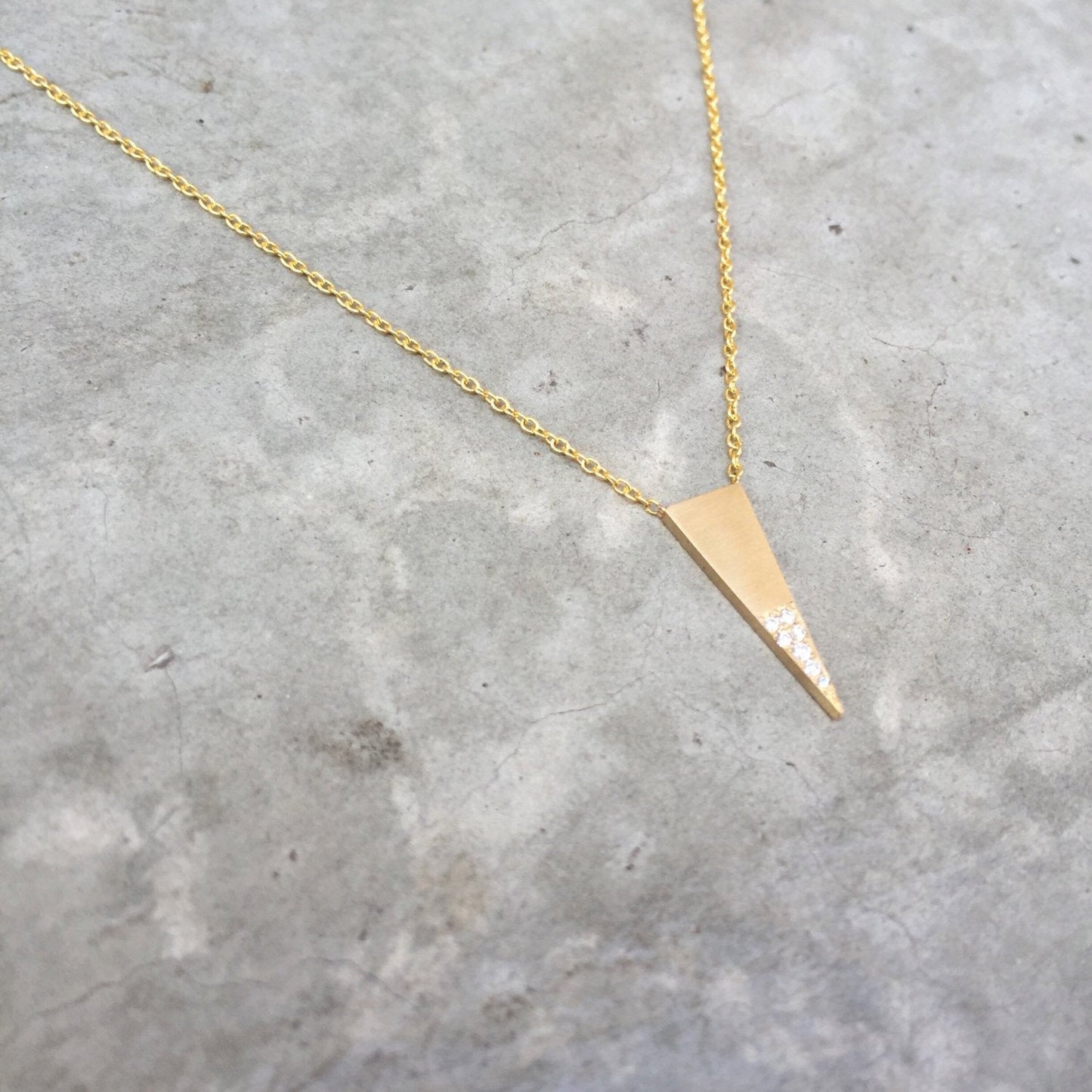 Tristan Triangle Diamond 14K Yellow Gold Necklace-necklace-NIXIN-14k Yellow Gold-Satin Finish-NIXIN