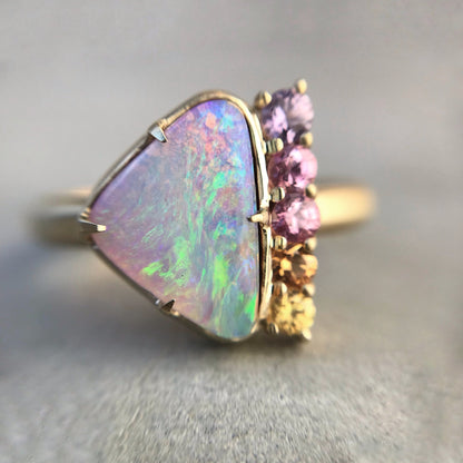 Color of My Dreams Opal and Ombre Sapphire Ring - Size 6.25-ring-NIXIN-6.25-NIXIN