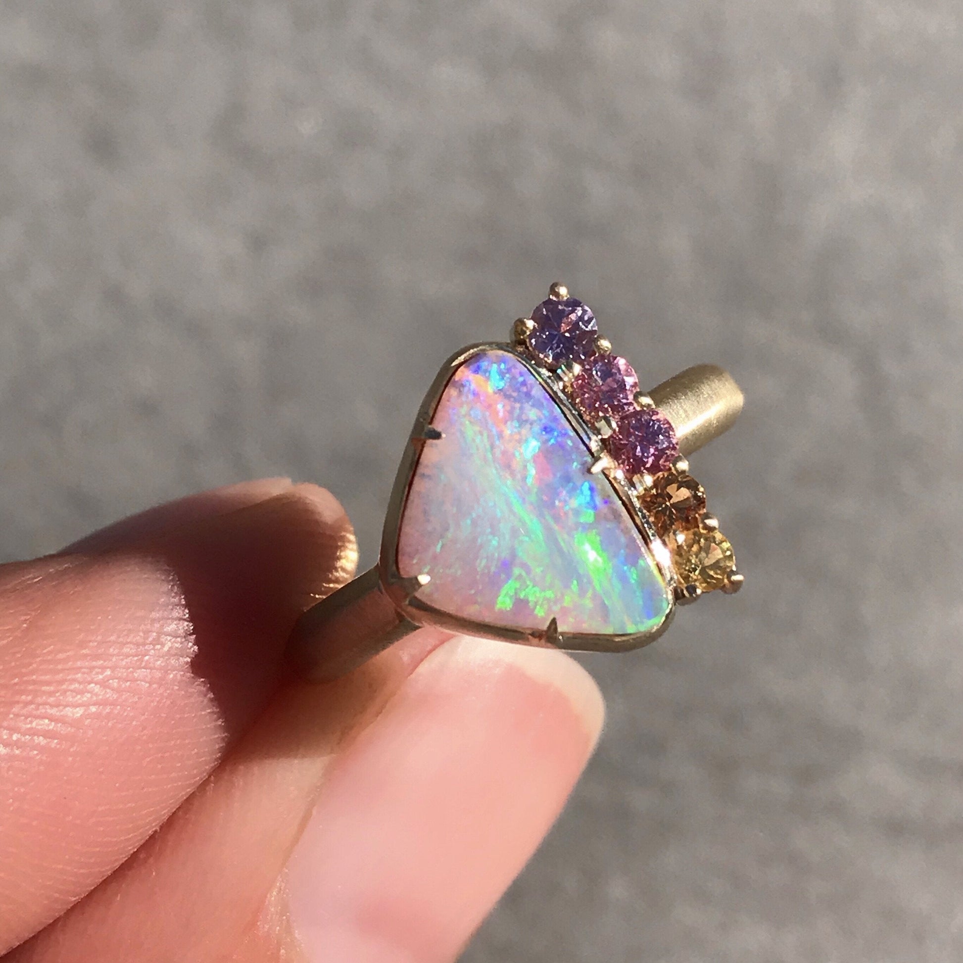 Color of My Dreams Opal and Ombre Sapphire Ring - Size 6.25-ring-NIXIN-6.25-NIXIN