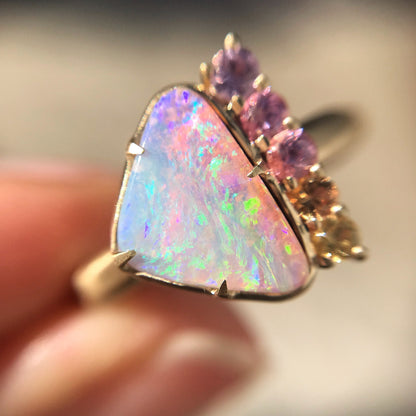 Color of My Dreams Opal and Ombre Sapphire Ring - Size 6.25-ring-NIXIN-6.25-NIXIN