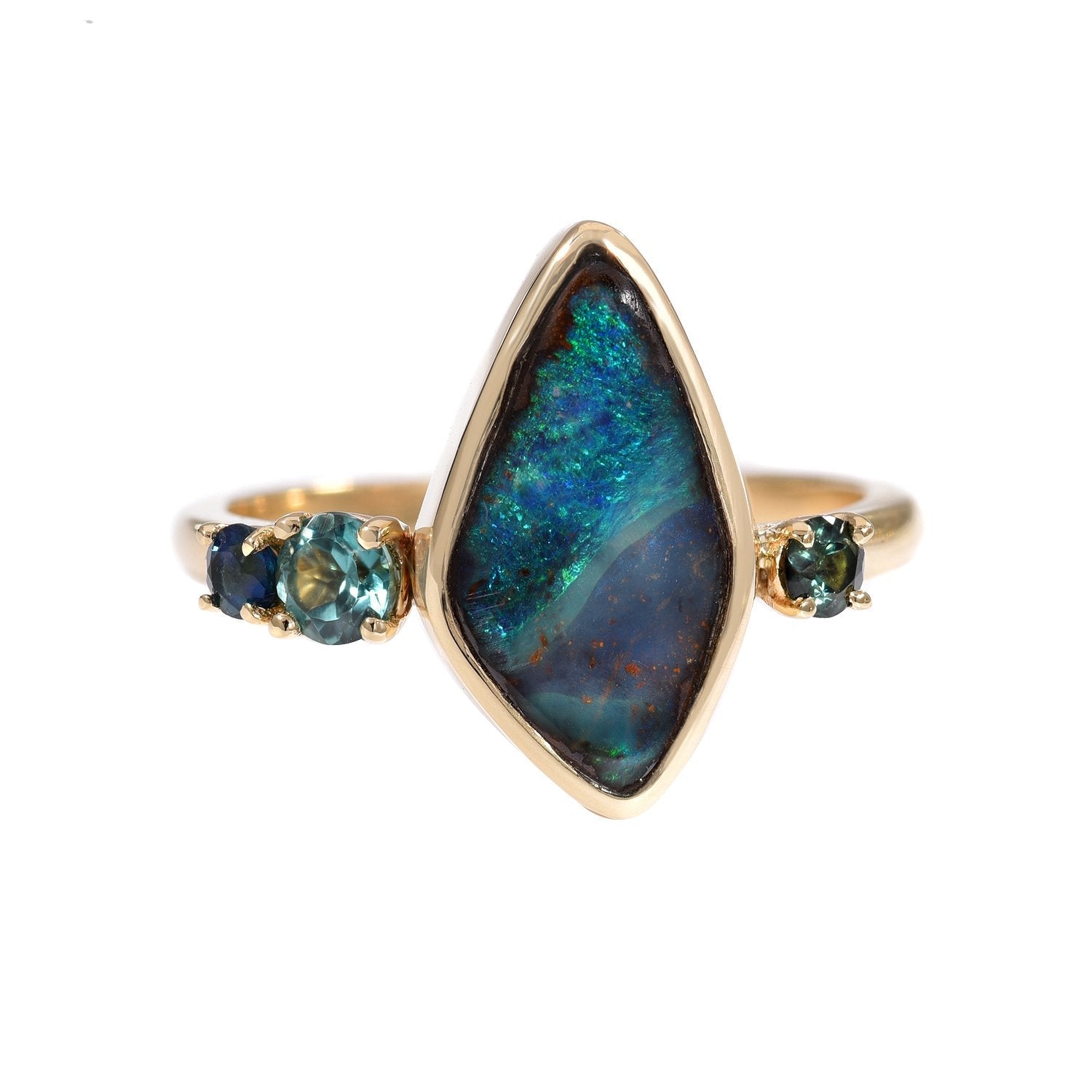 Adrift Tourmaline and Opal Gold Ring by NIXIN Jewelry