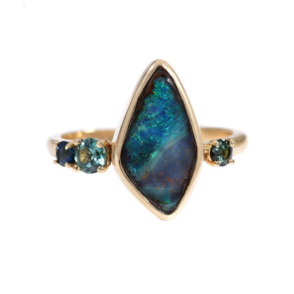 Adrift Tourmaline and Opal Gold Ring by NIXIN Jewelry