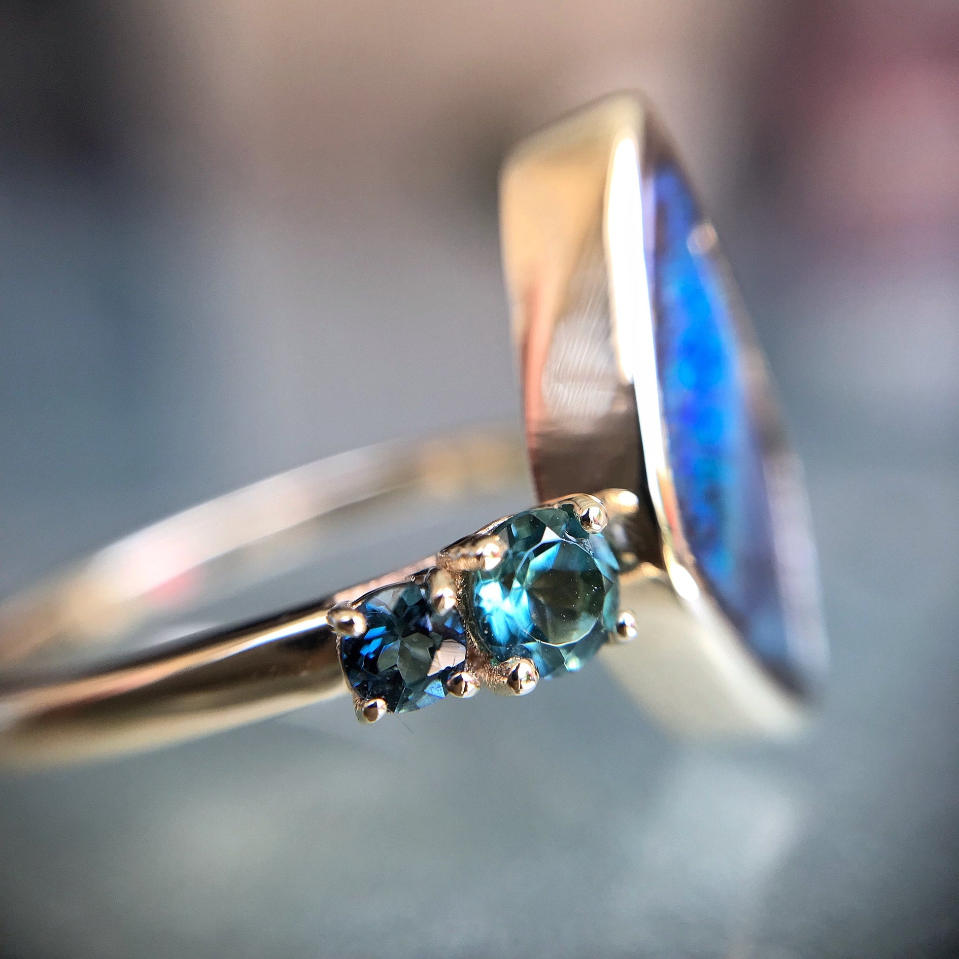 Adrift Tourmaline and Opal Gold Ring by NIXIN Jewelry