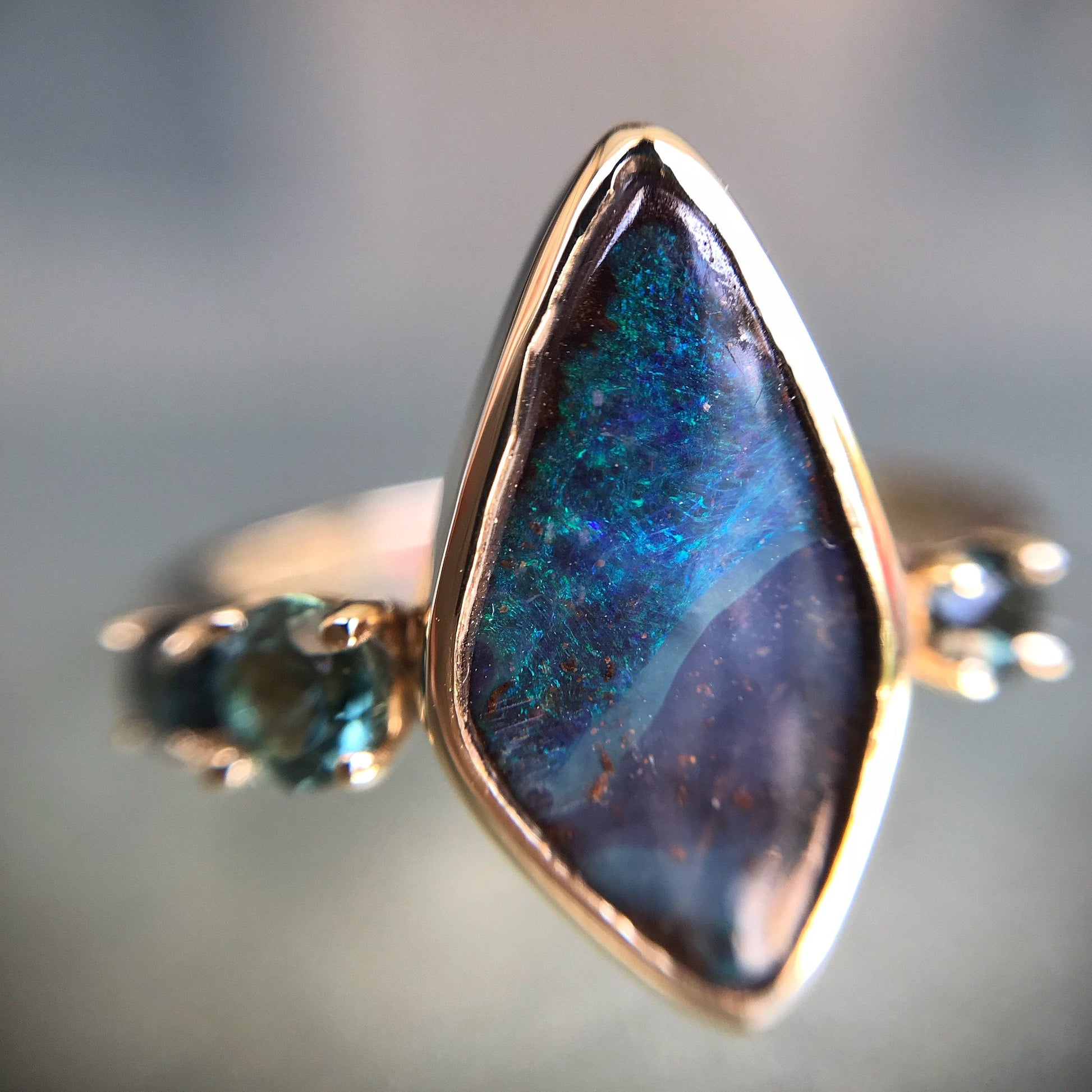 Adrift Tourmaline and Opal Gold Ring by NIXIN Jewelry