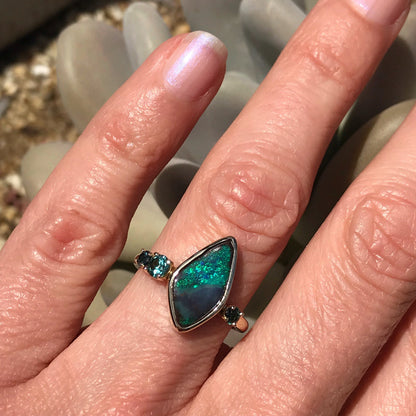 Adrift Tourmaline and Opal Gold Ring by NIXIN Jewelry