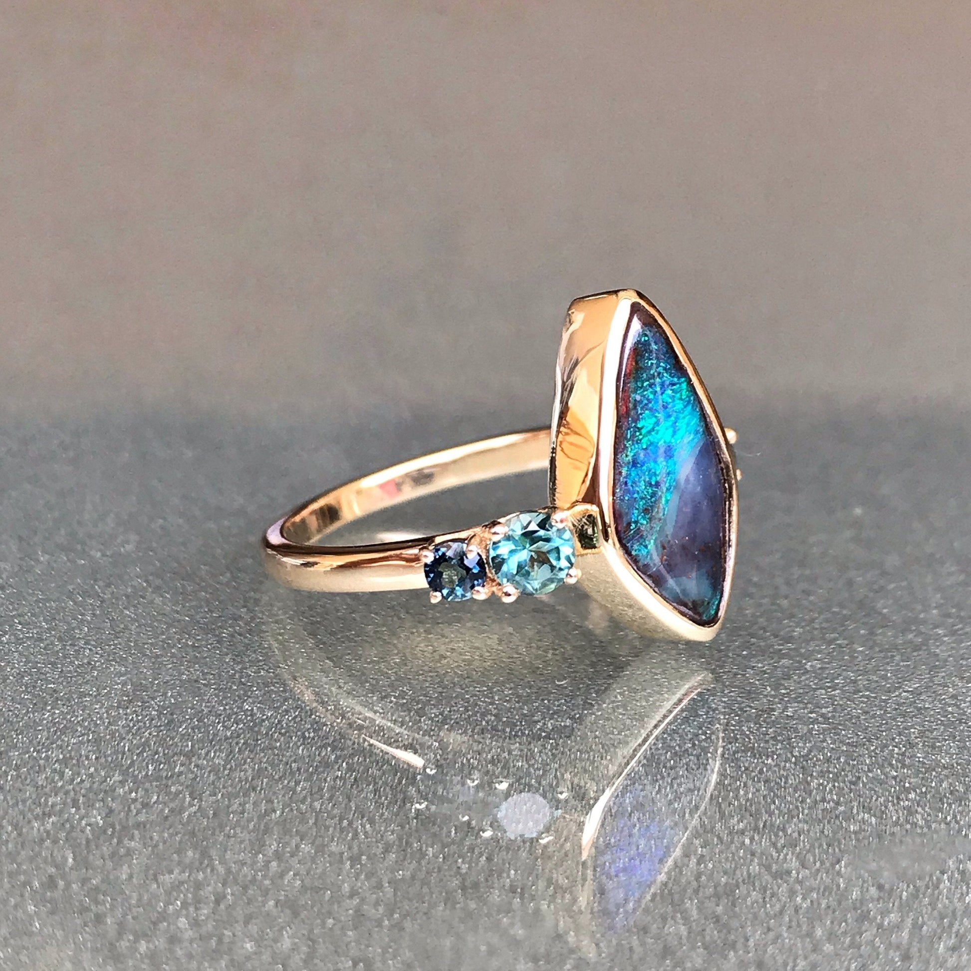 Adrift Tourmaline and Opal Gold Ring by NIXIN Jewelry