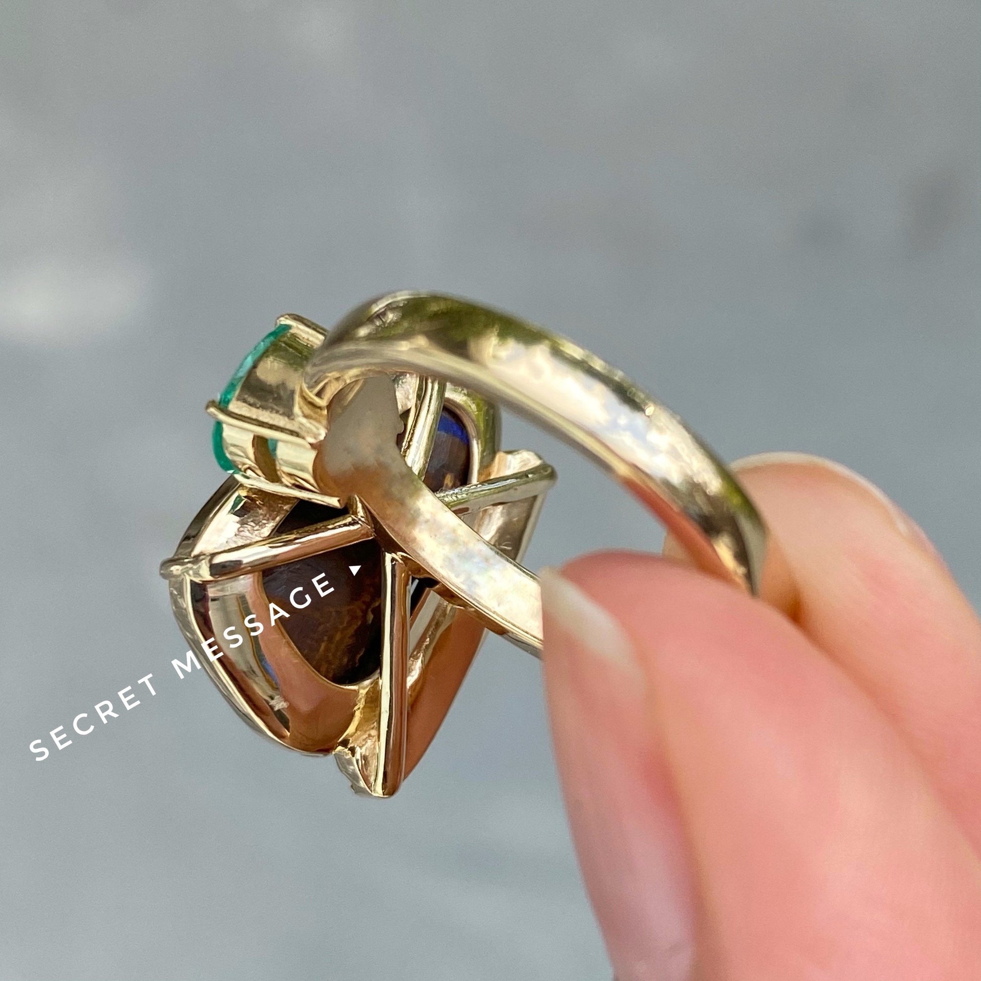 Alchemy Opal Sapphire and Emerald Gold Ring by NIXIN Jewelry