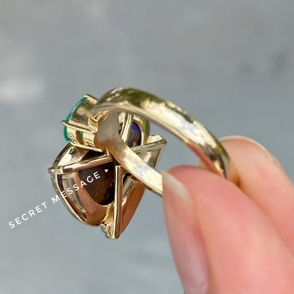 Alchemy Opal Sapphire and Emerald Gold Ring by NIXIN Jewelry