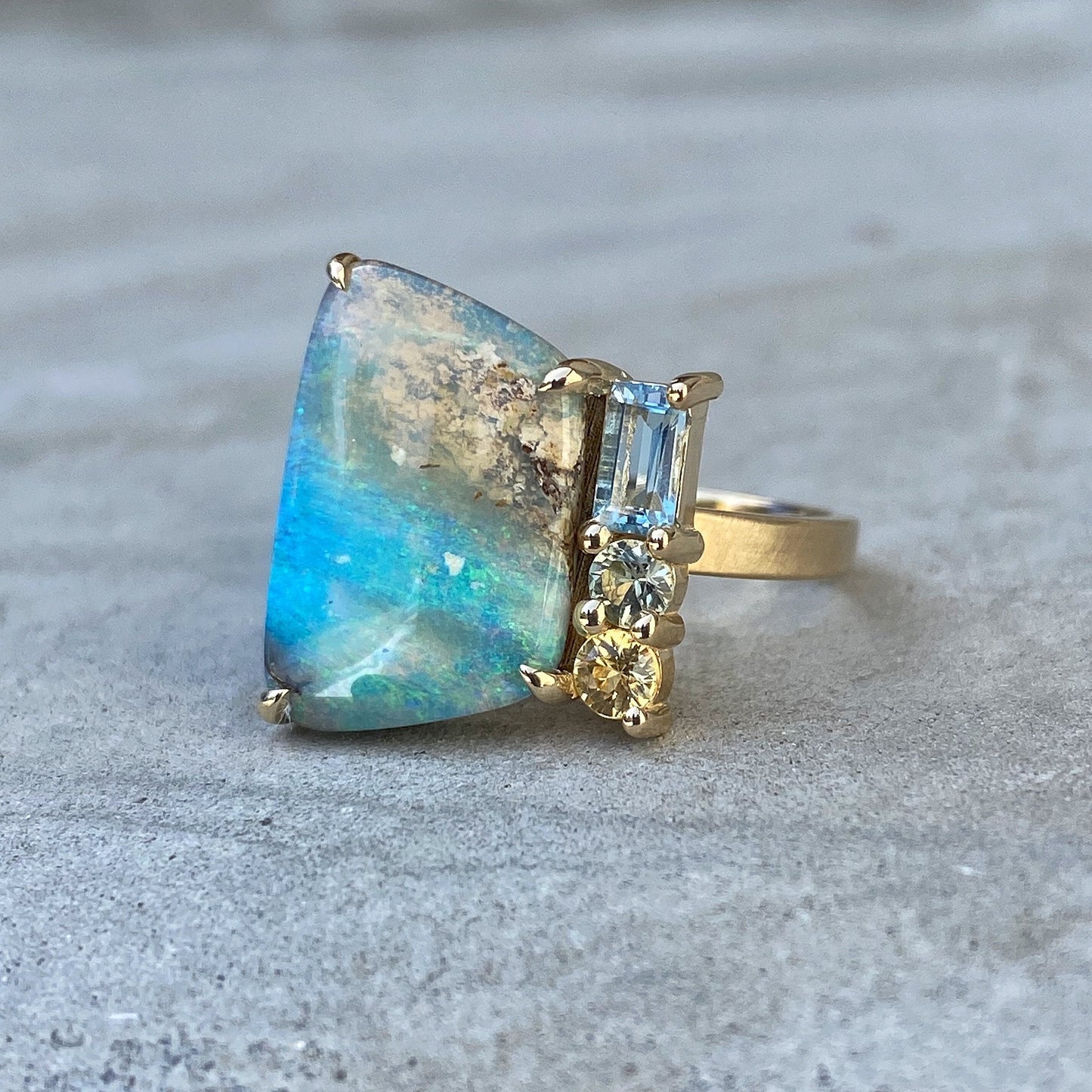 blue green opal ring