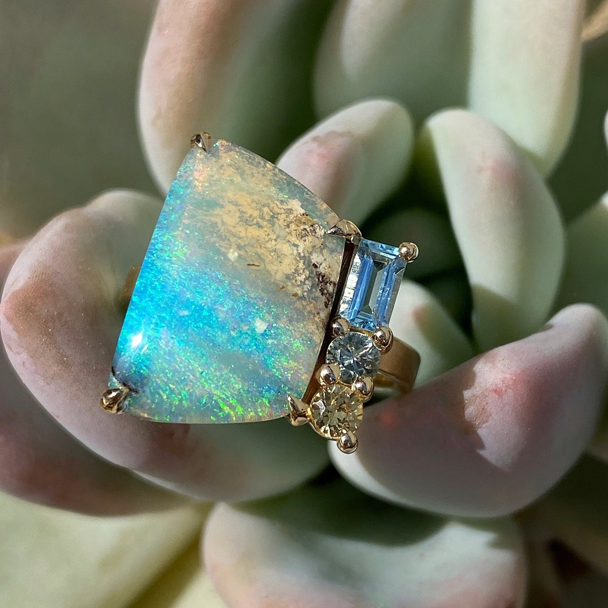 blue green opal ring