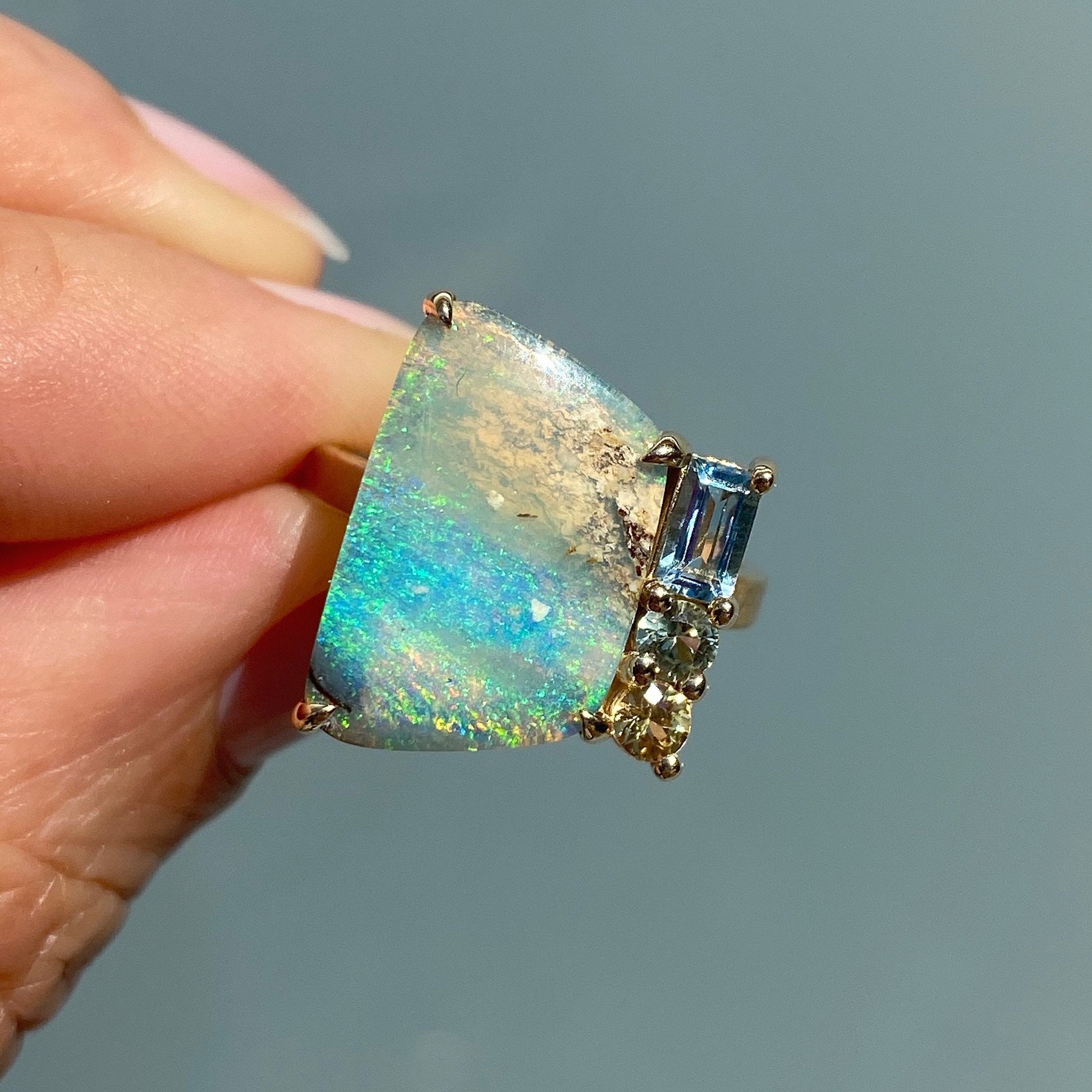 blue green opal ring