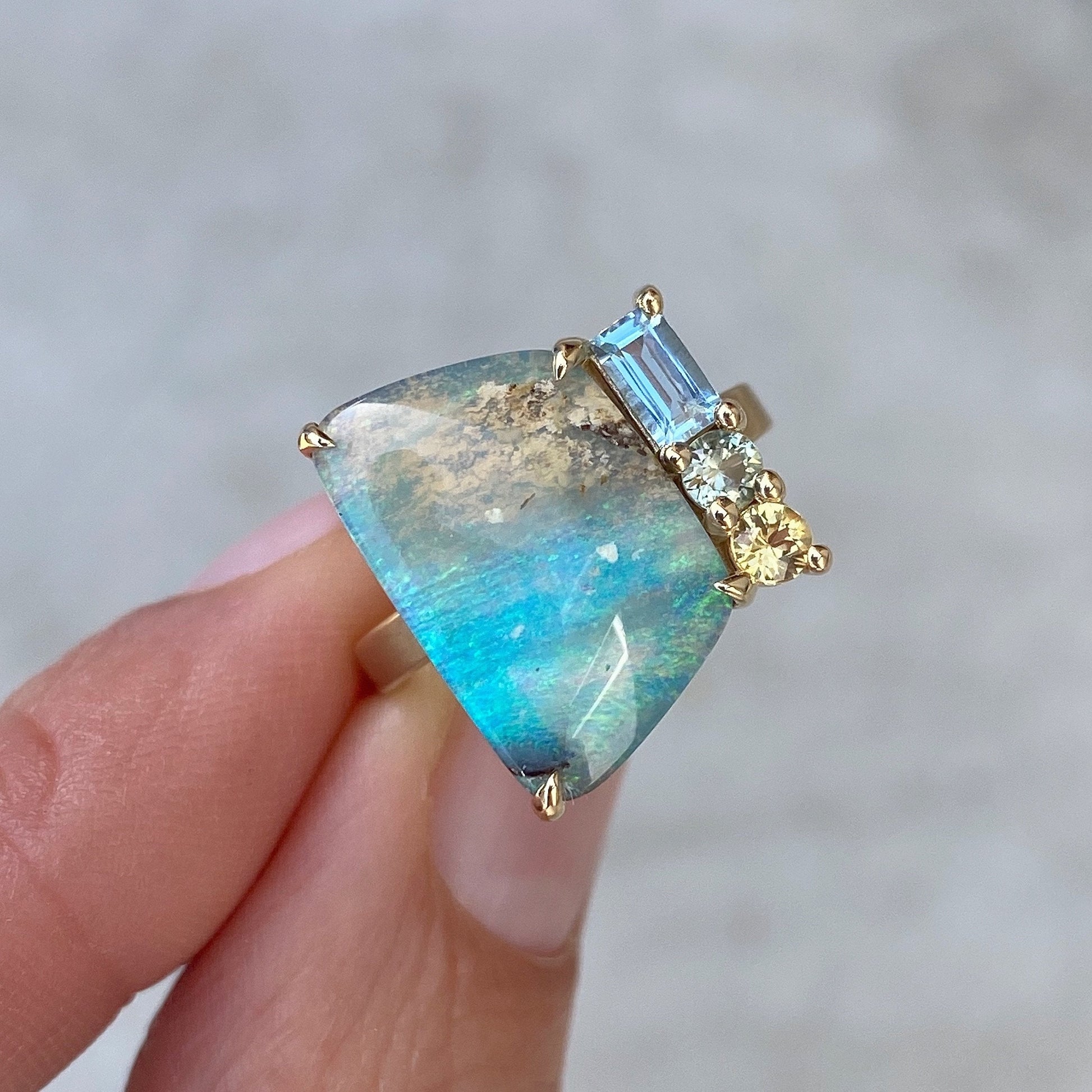 blue green opal ring