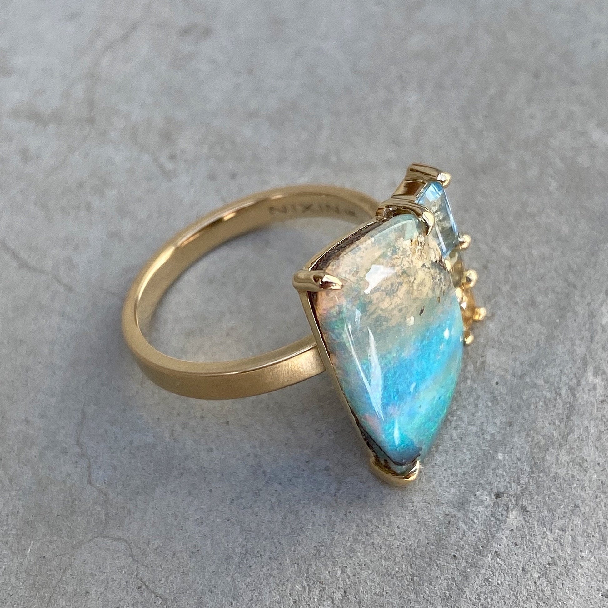 blue green opal ring