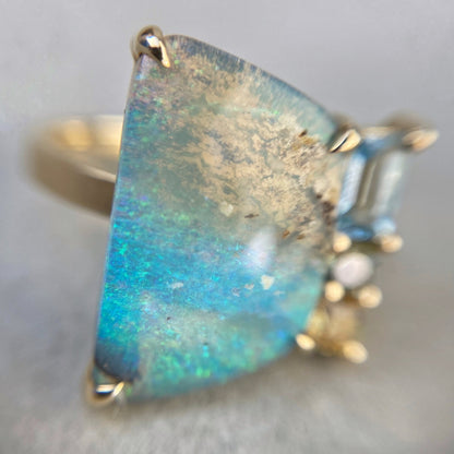 blue green opal ring