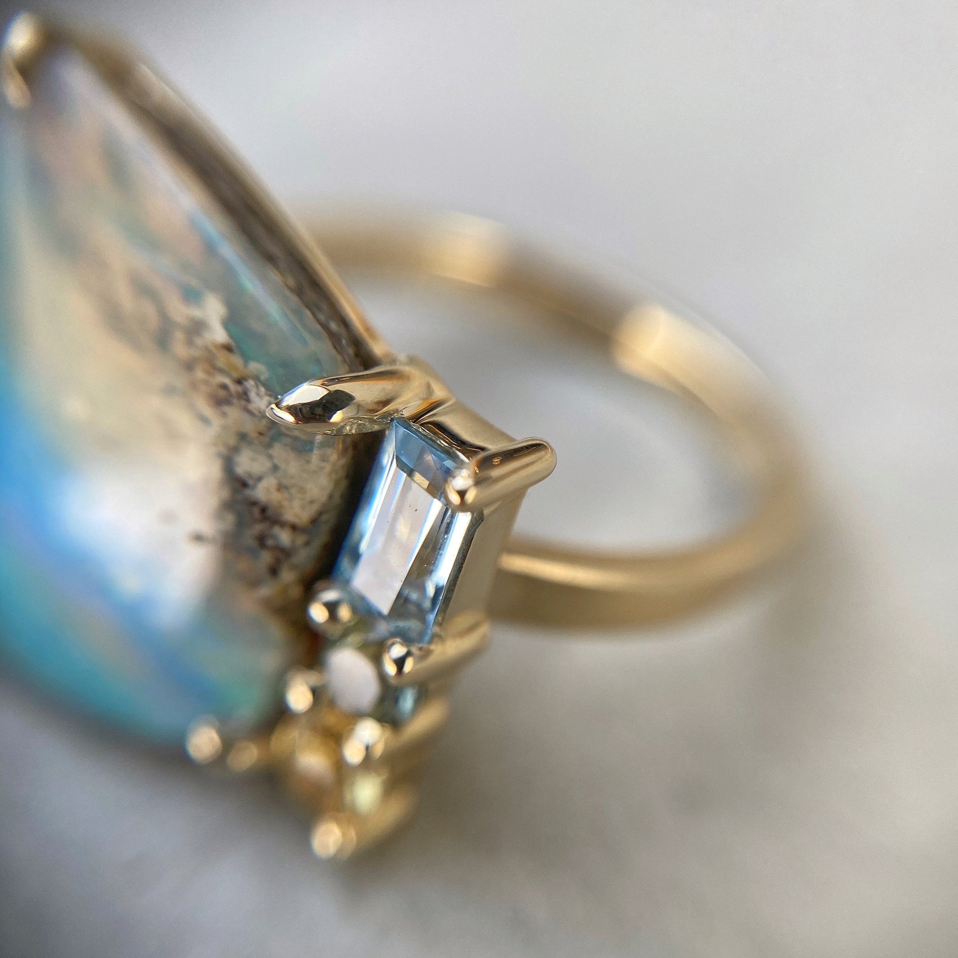 blue green opal ring