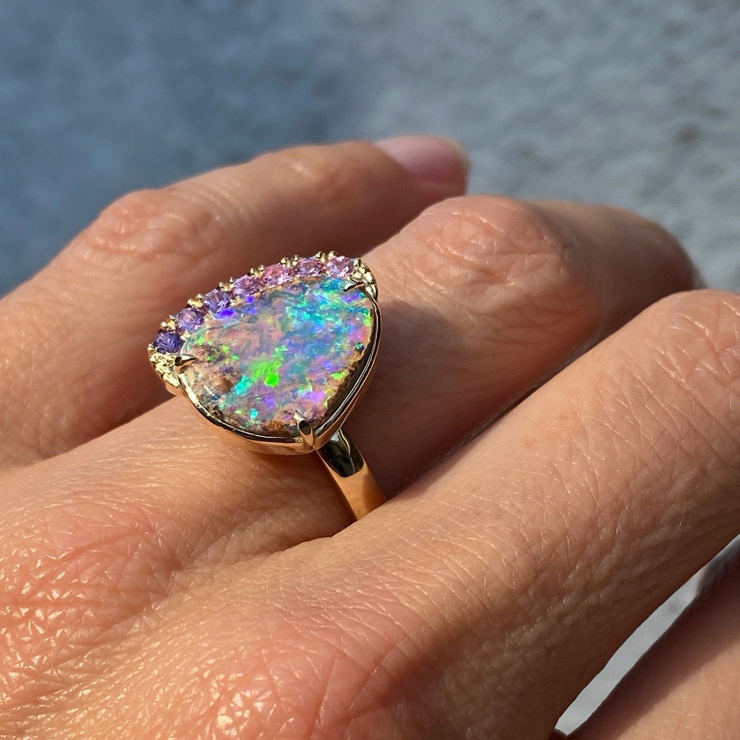 Calliope Sapphire and Boulder Opal Ring by NIXIN Jewelry