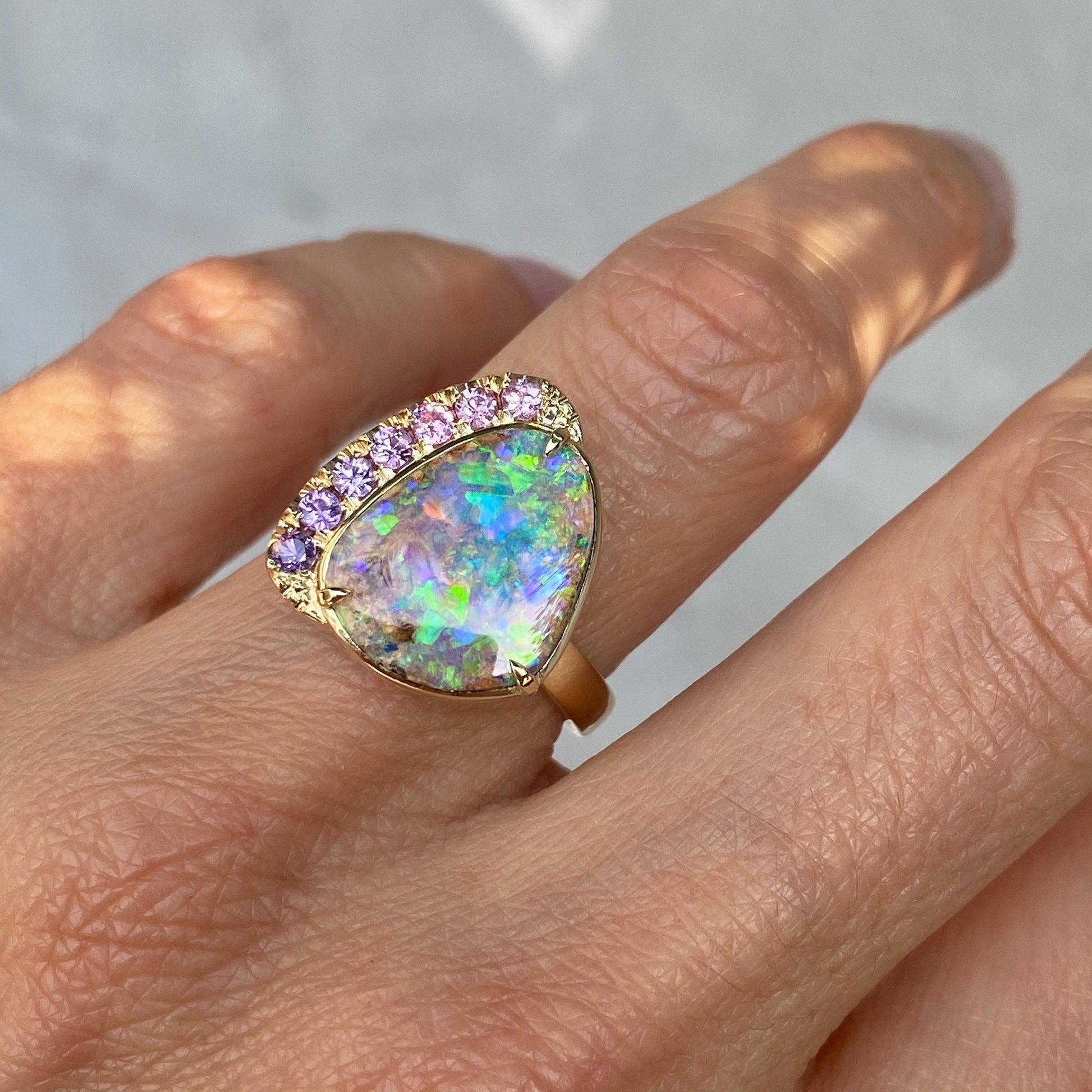 Calliope Sapphire and Boulder Opal Ring by NIXIN Jewelry