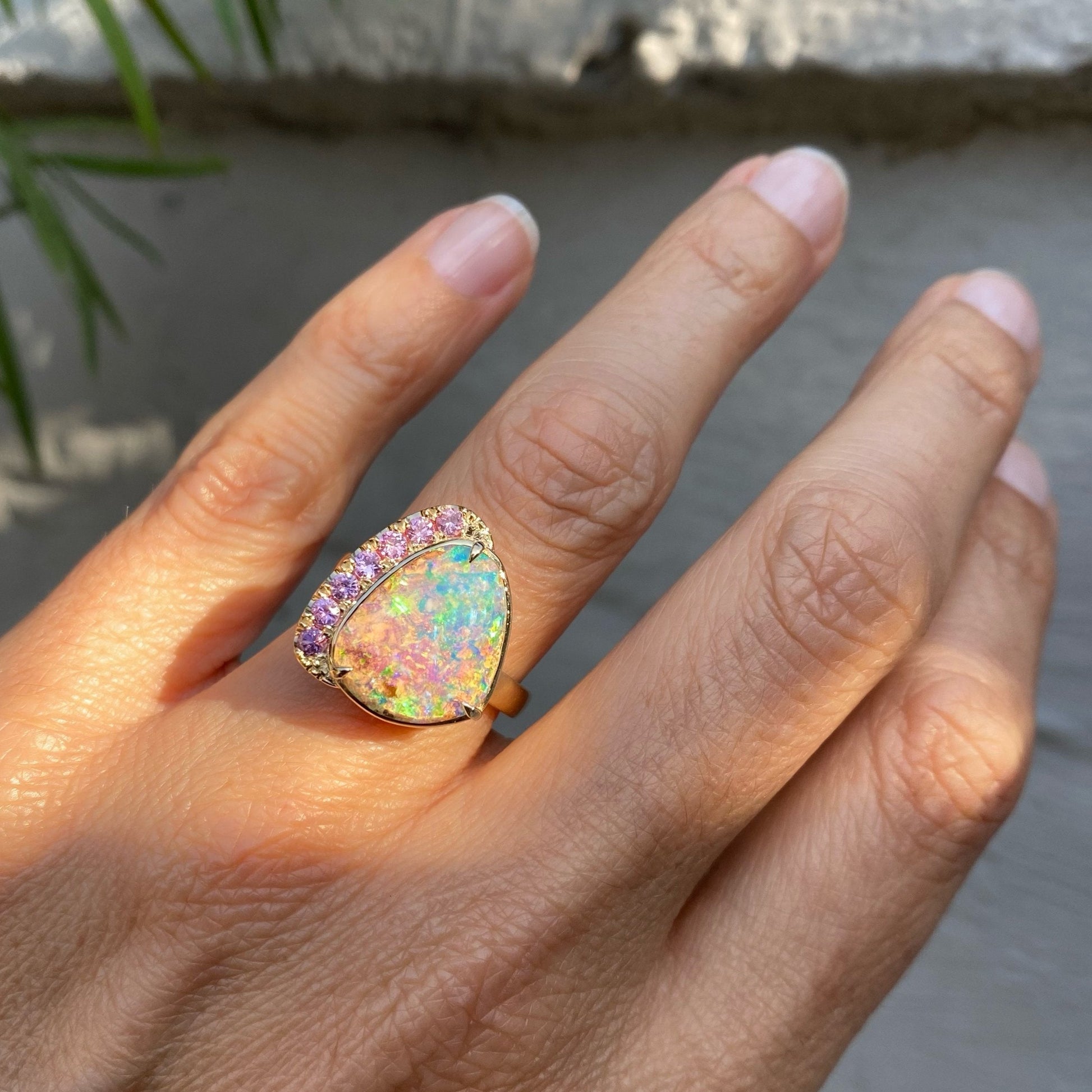 Calliope Sapphire and Boulder Opal Ring by NIXIN Jewelry