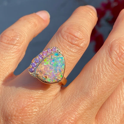 Calliope Sapphire and Boulder Opal Ring by NIXIN Jewelry