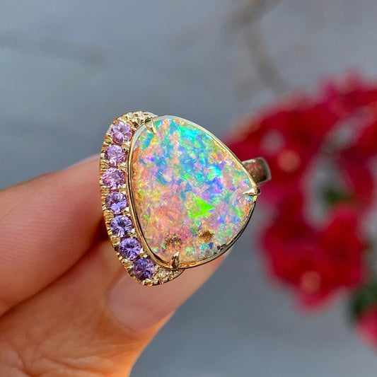 Calliope Sapphire and Boulder Opal Ring by NIXIN Jewelry