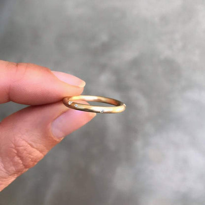 Celestial Asymmetrical Gold Diamond Wedding Band by NIXIN Jewelry