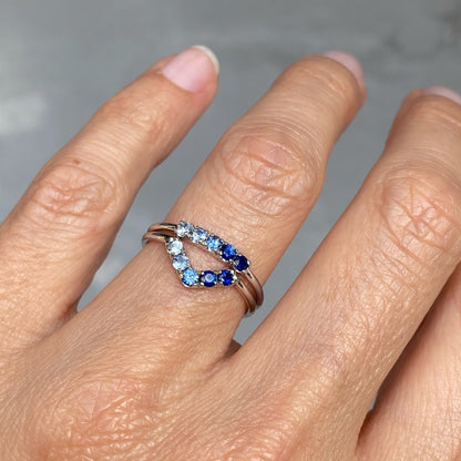 Denim Chev Ombré Sapphire Chevron Ring line + hue collaboration with NIXIN Jewelry