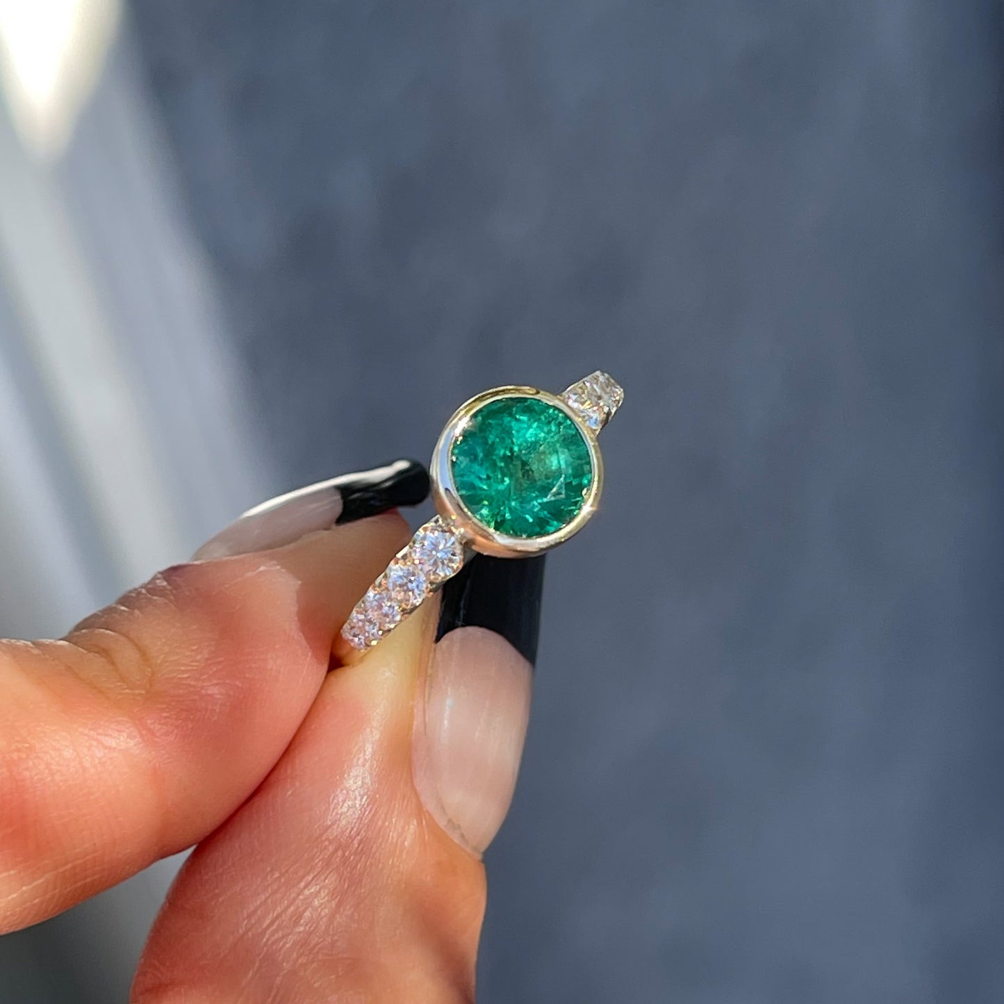 ring Denouement Emerald and Diamond Ring