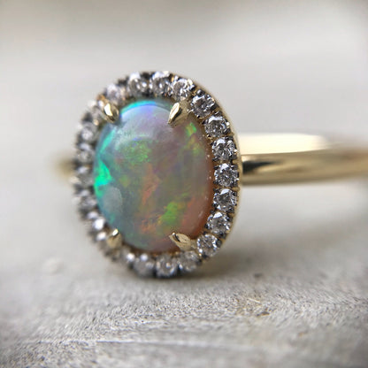 Desert Bloom Oval Opal and Diamond Ring by NIXIN Jewelry
