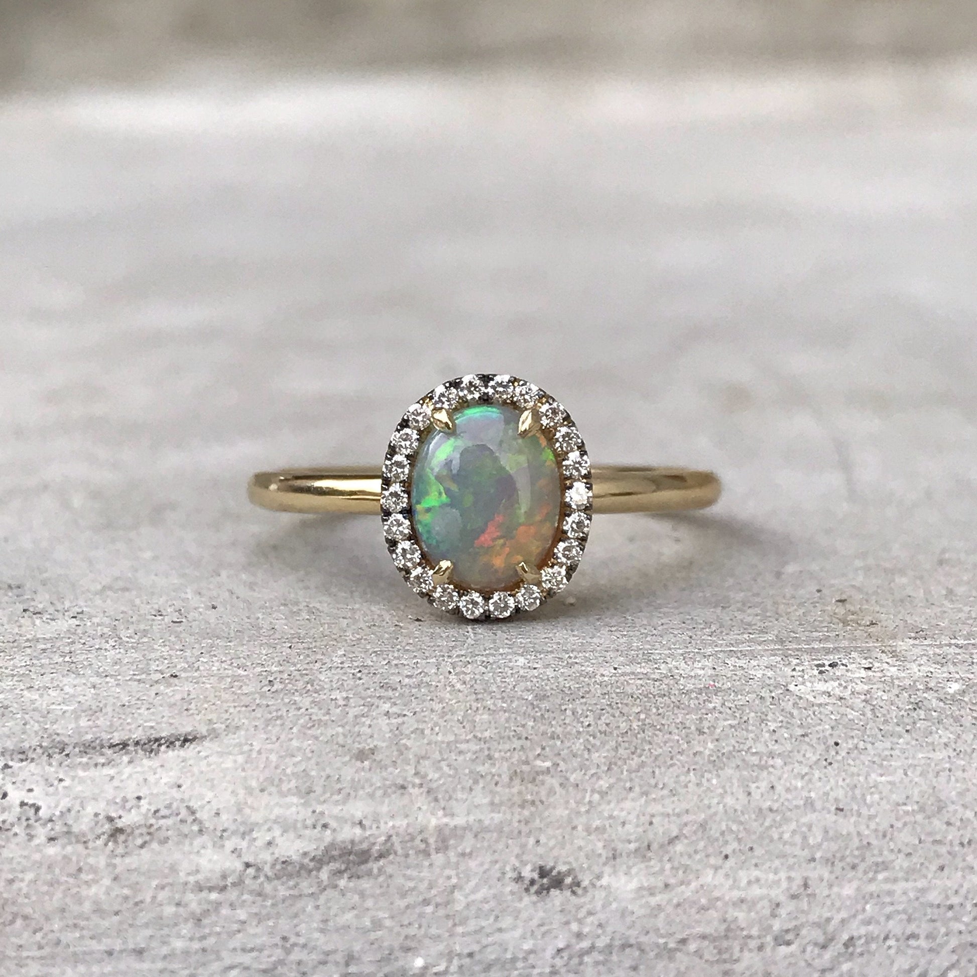 Desert Bloom Oval Opal and Diamond Ring by NIXIN Jewelry