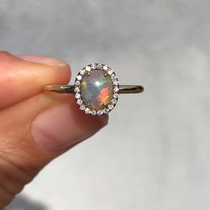 Desert Bloom Oval Opal and Diamond Ring by NIXIN Jewelry