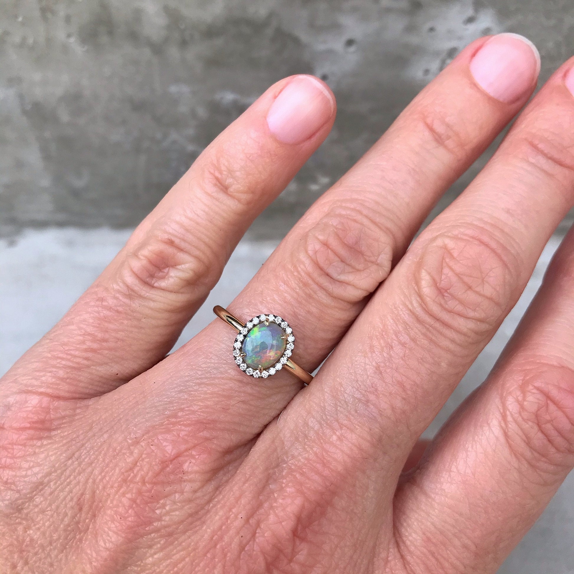 Desert Bloom Oval Opal and Diamond Ring by NIXIN Jewelry