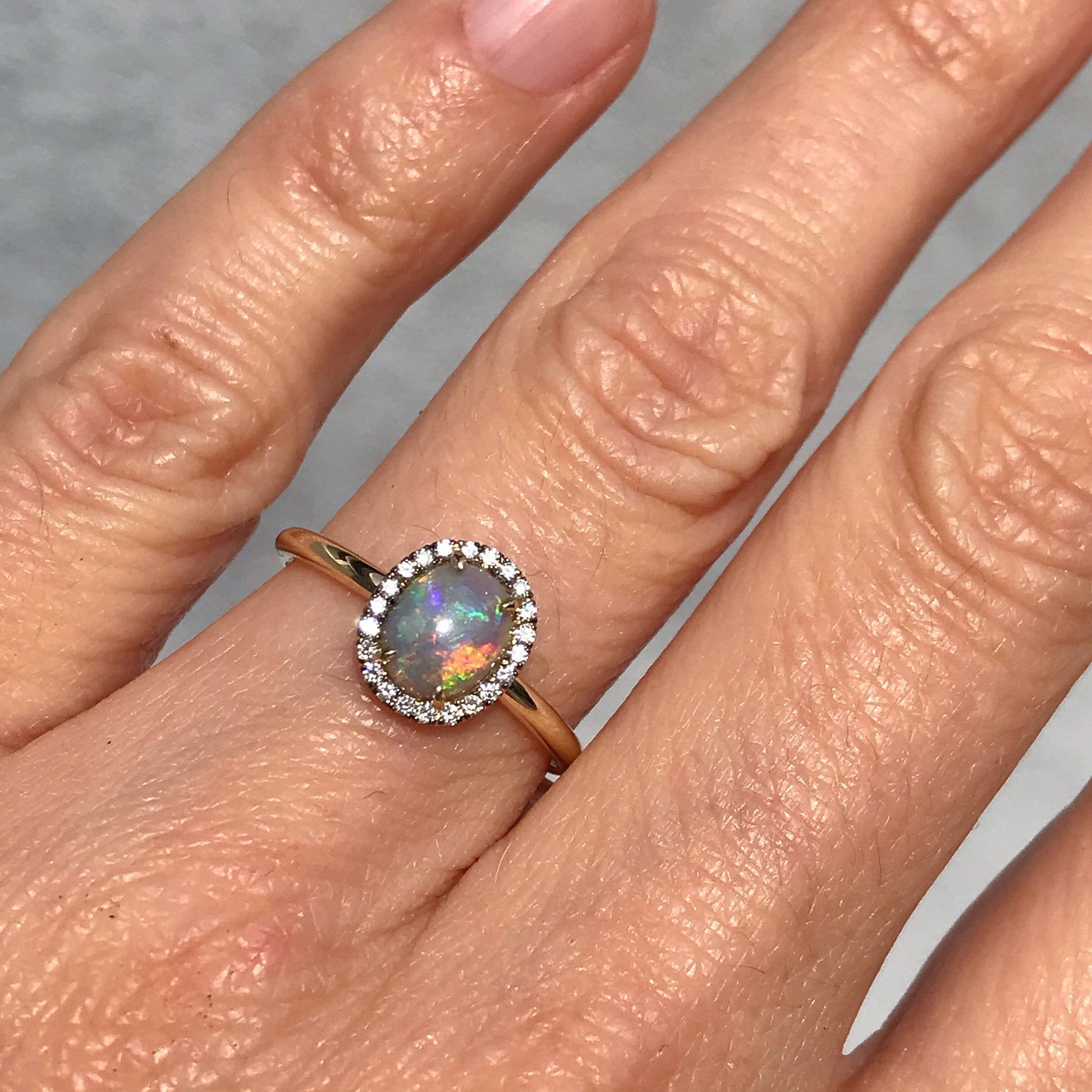 Desert Bloom Oval Opal and Diamond Ring by NIXIN Jewelry