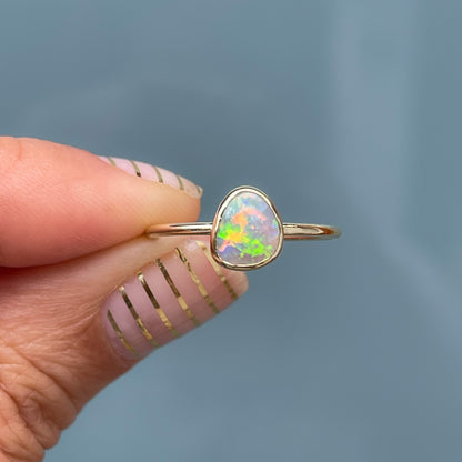 Yellow gold Australian opal ring by NIXIN Jewelry
