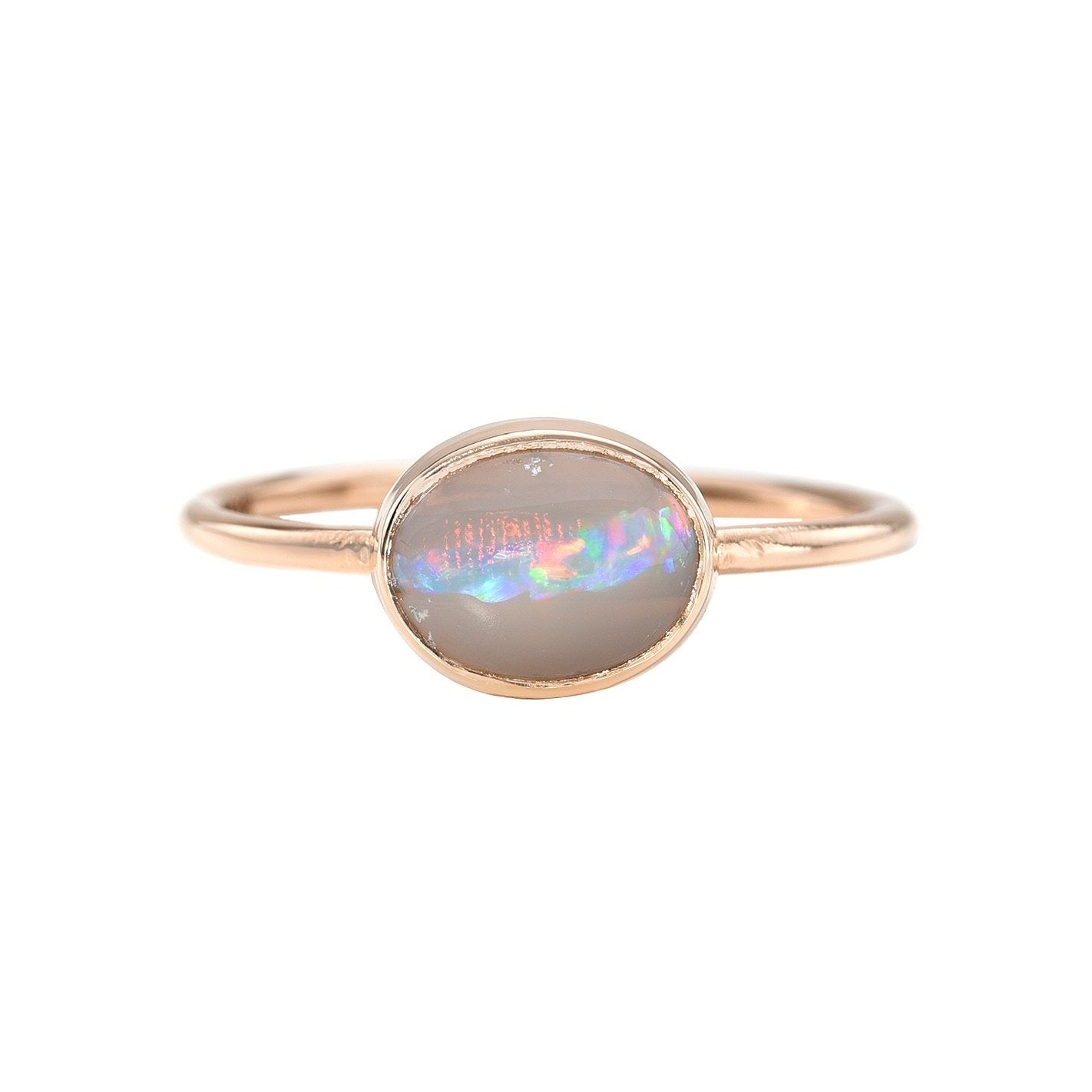 Dreamscape No. 13 Rose Gold Lightning Ridge Opal Ring by NIXIN Jewelry