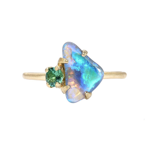 Elemental Emerald and Opal Ring by NIXIN Jewelry on white background