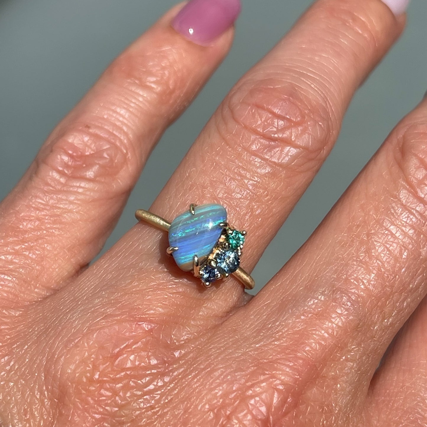 ring French Meadow Emerald and Opal Ring