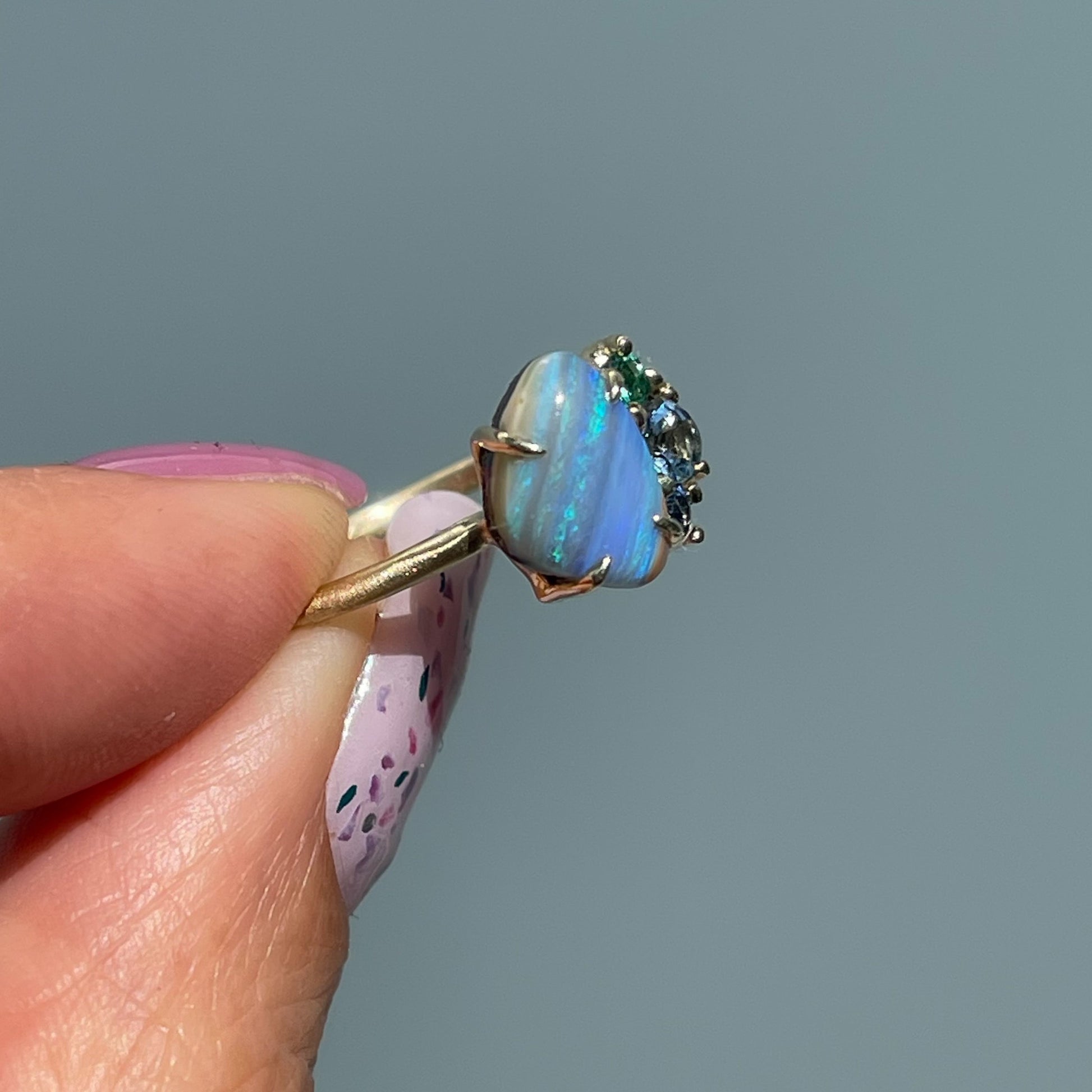 ring French Meadow Emerald and Opal Ring