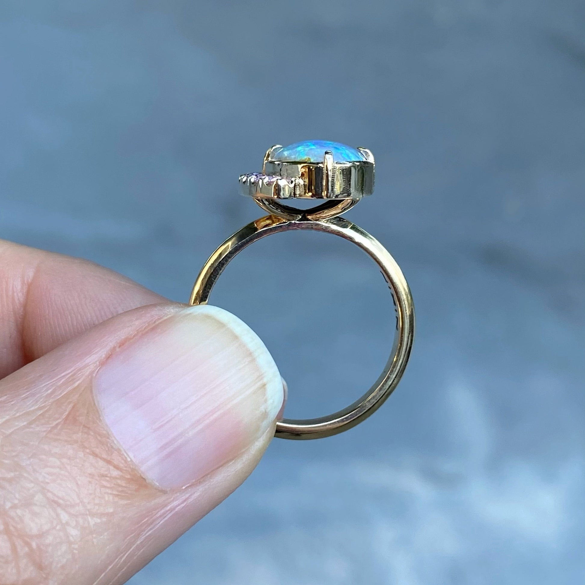 Illuminations Lavender Boulder Opal and Sapphire Gold Ring by NIXIN Jewelry