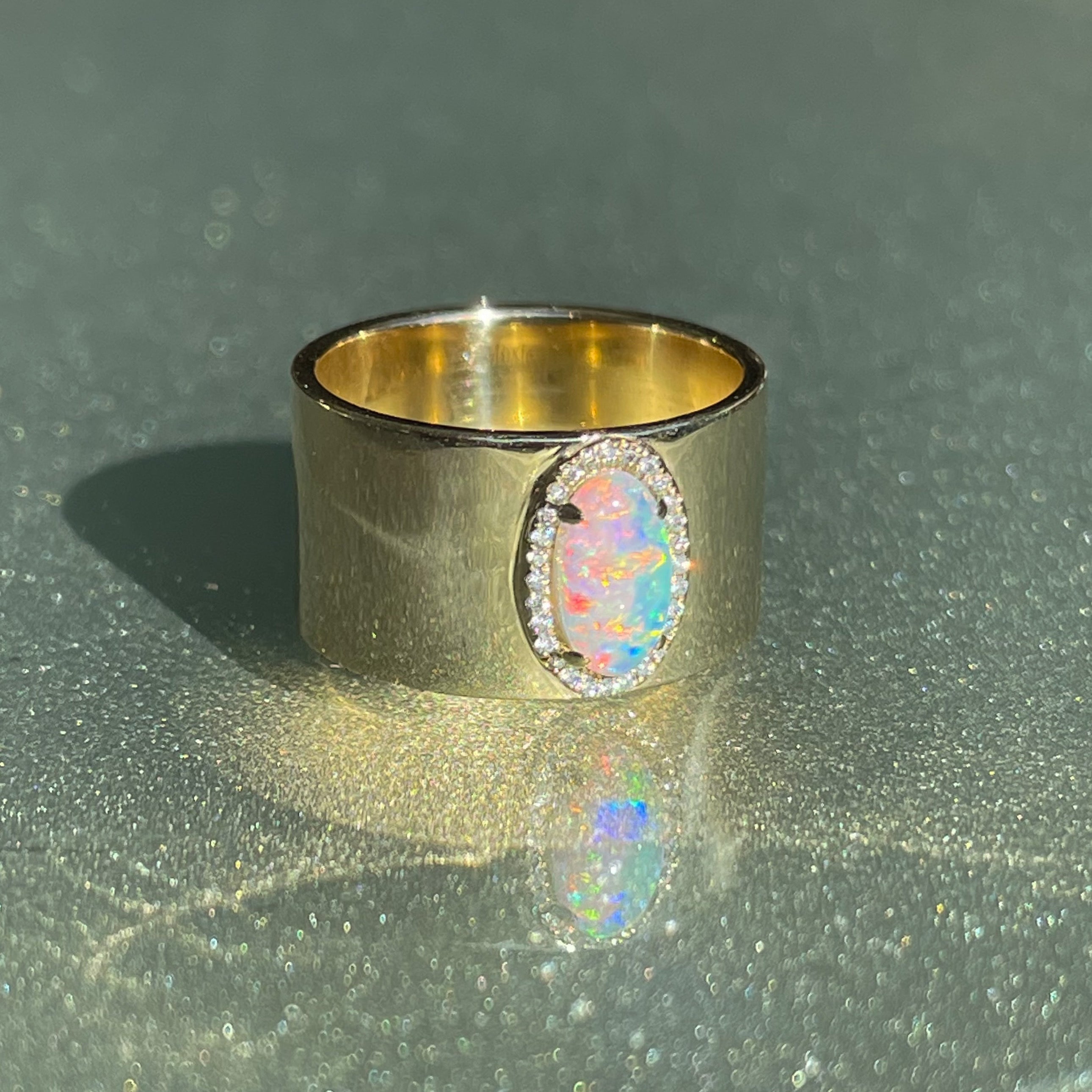 Kinetic Reflections Australian Opal Ring | Crystal Opal Ring | NIXIN