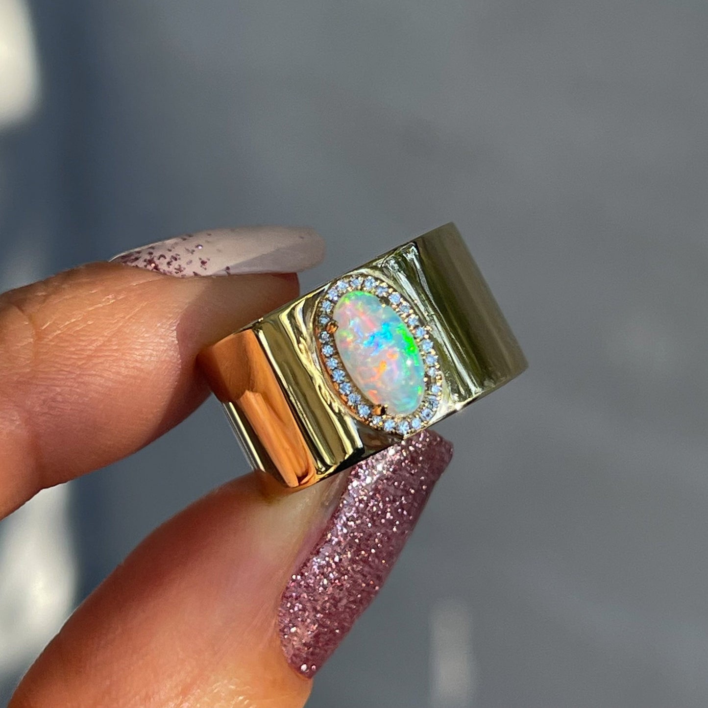 ring Kinetic Reflections Australian Opal Ring - Size 6.75