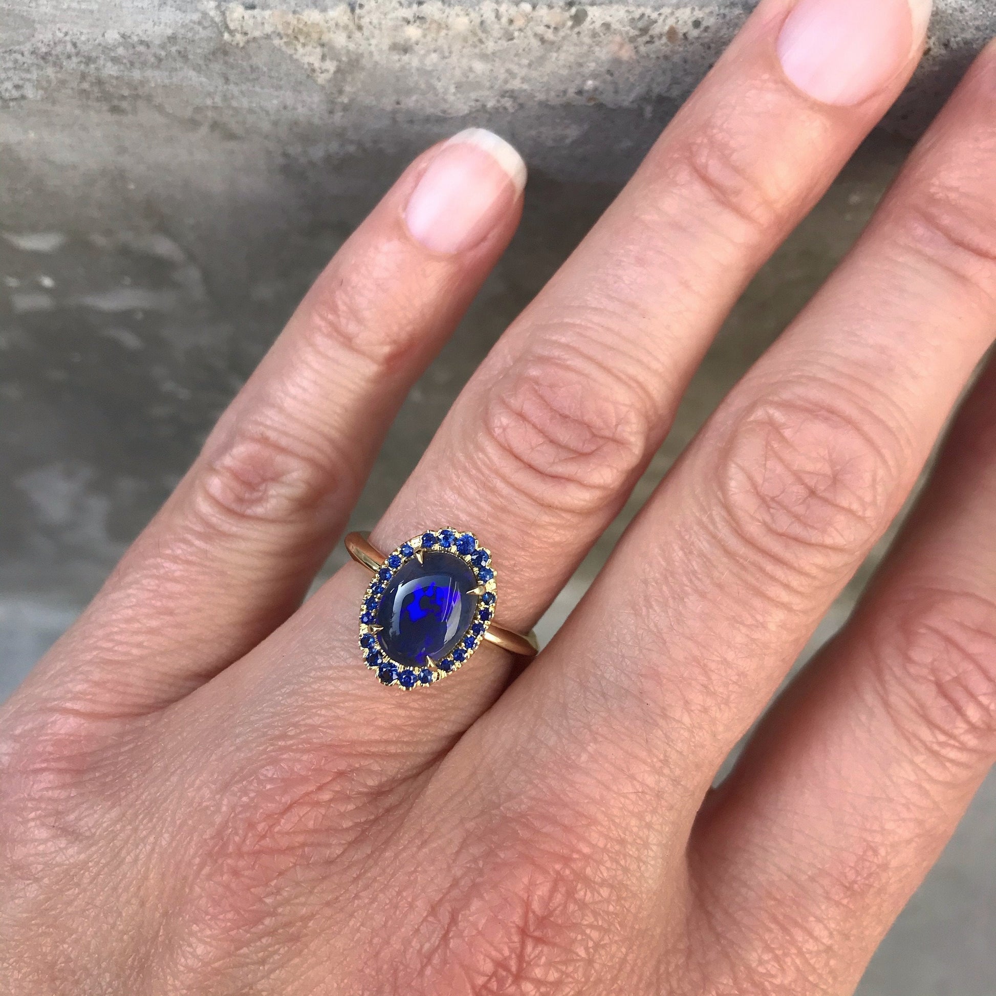 Midnight Phantom Cobalt Blue Opal Gold Ring-ring-NIXIN-5-NIXIN