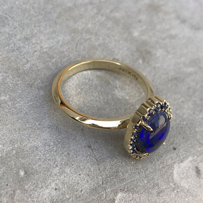 Midnight Phantom Cobalt Blue Opal Gold Ring-ring-NIXIN-5-NIXIN