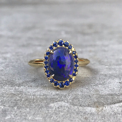 Midnight Phantom Cobalt Blue Opal Gold Ring-ring-NIXIN-5-NIXIN