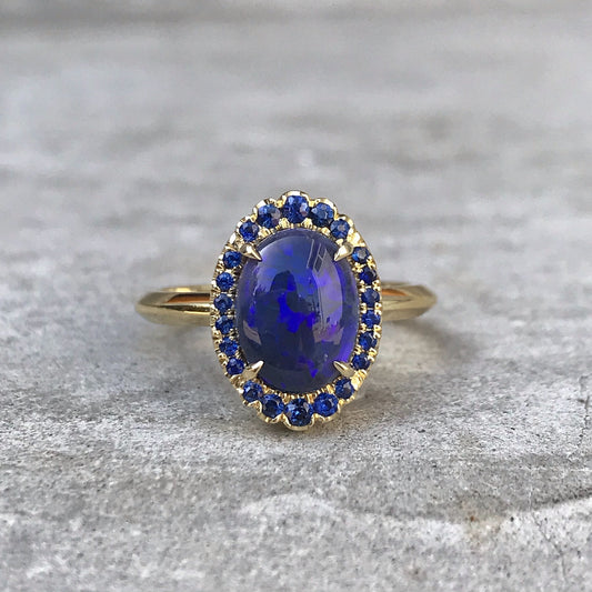 Midnight Phantom Cobalt Blue Opal Gold Ring-ring-NIXIN-5-NIXIN