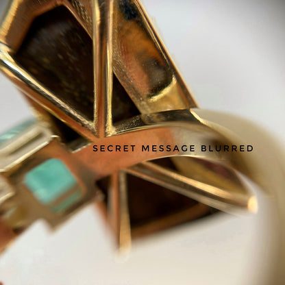 Mystic Waterfall Boulder Opal and Emerald Ring by NIXIN Jewelry