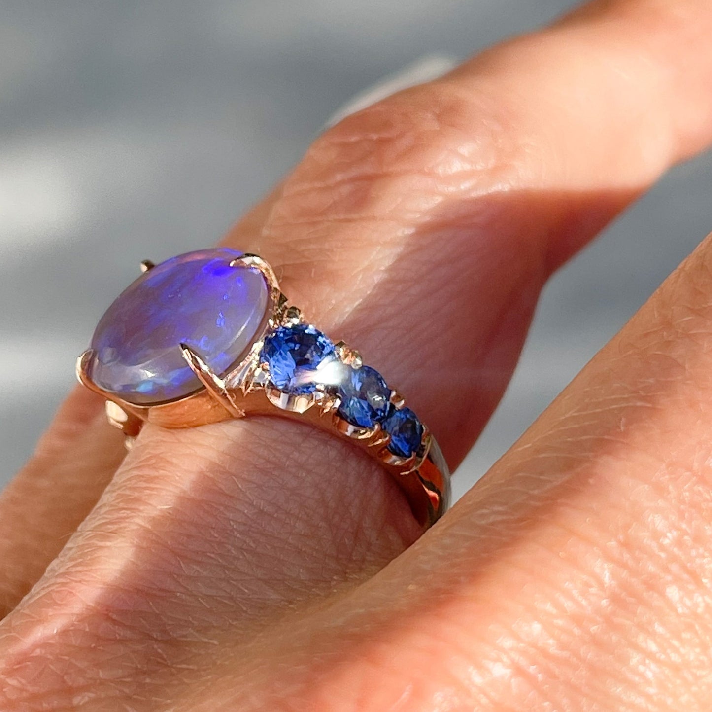 ring Ode to Violet Sapphire and Opal Ring