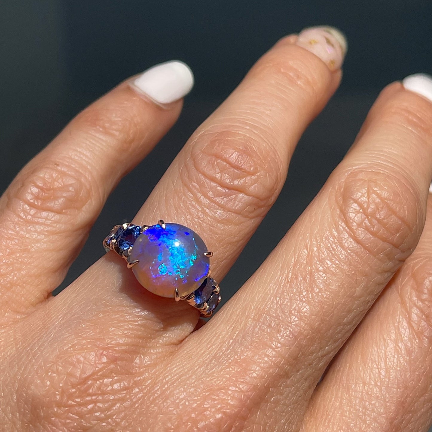 ring Ode to Violet Sapphire and Opal Ring