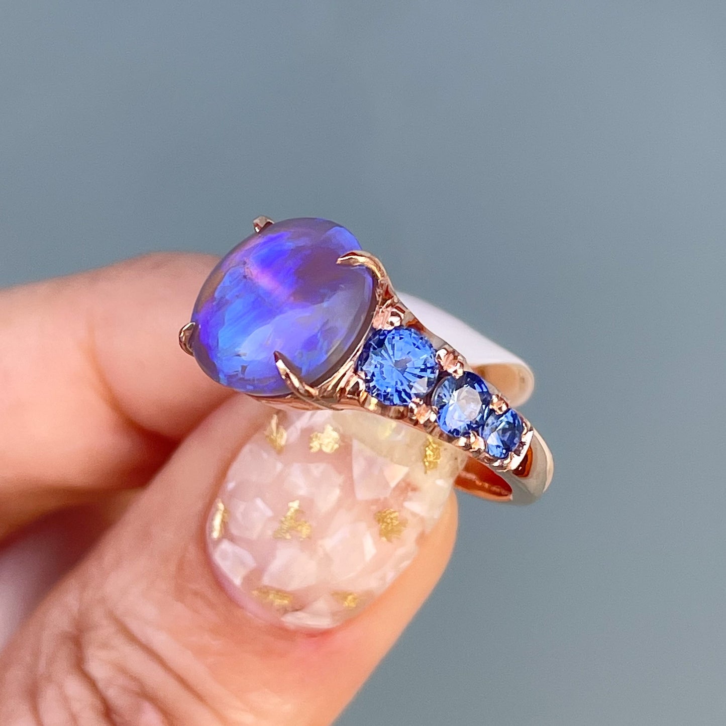 ring Ode to Violet Sapphire and Opal Ring